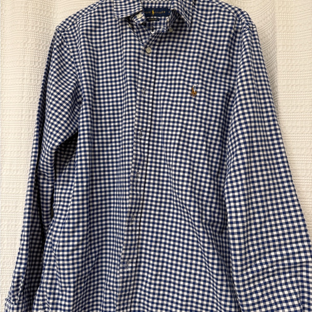 Ralph Lauren Blue and White Casual Button Down Shirt